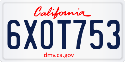 CA license plate 6XOT753