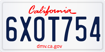 CA license plate 6XOT754
