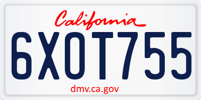 CA license plate 6XOT755