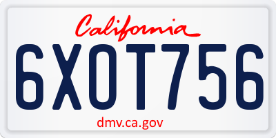 CA license plate 6XOT756