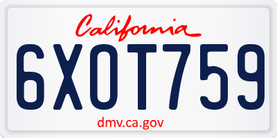 CA license plate 6XOT759