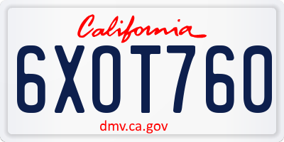 CA license plate 6XOT760