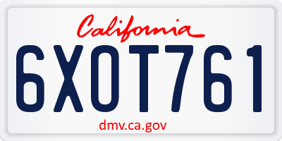 CA license plate 6XOT761