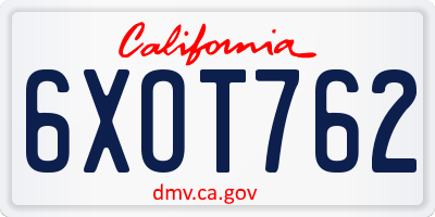 CA license plate 6XOT762
