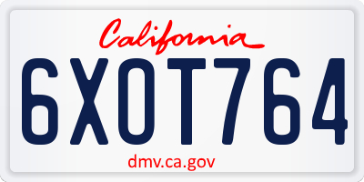 CA license plate 6XOT764