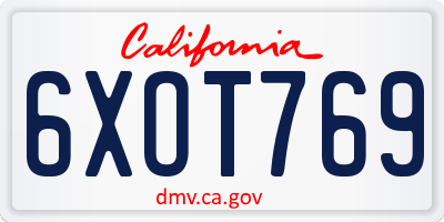 CA license plate 6XOT769