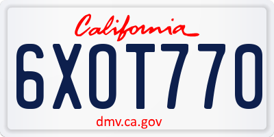 CA license plate 6XOT770