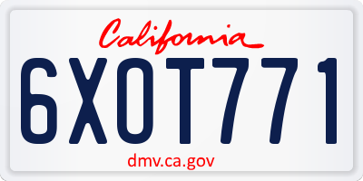 CA license plate 6XOT771