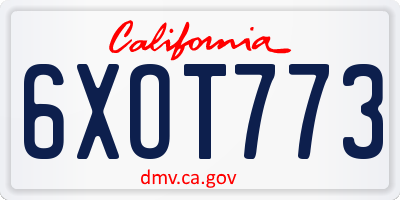 CA license plate 6XOT773