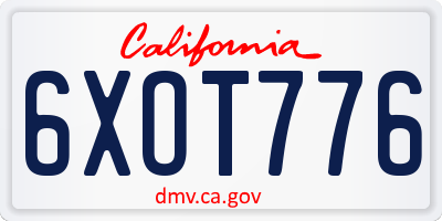 CA license plate 6XOT776