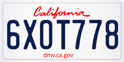 CA license plate 6XOT778