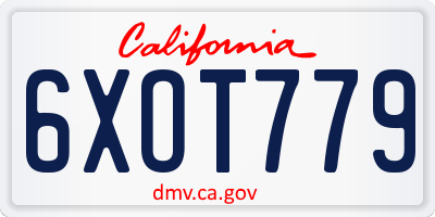 CA license plate 6XOT779