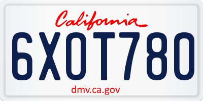 CA license plate 6XOT780