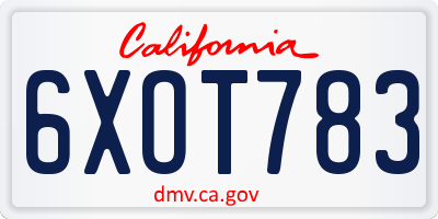 CA license plate 6XOT783