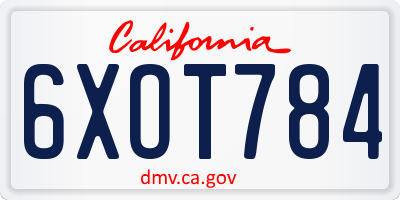 CA license plate 6XOT784
