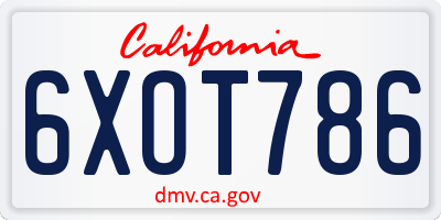 CA license plate 6XOT786