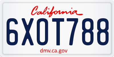 CA license plate 6XOT788