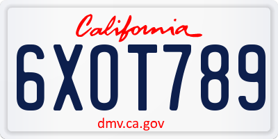 CA license plate 6XOT789