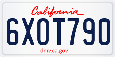 CA license plate 6XOT790