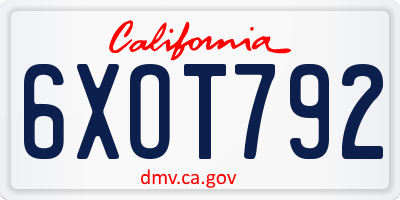 CA license plate 6XOT792
