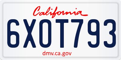 CA license plate 6XOT793