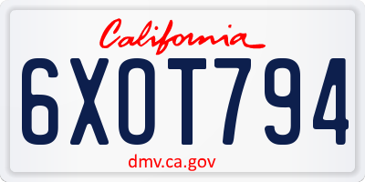 CA license plate 6XOT794