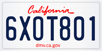CA license plate 6XOT801