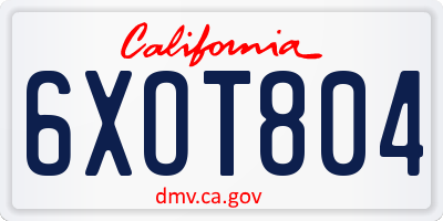 CA license plate 6XOT804