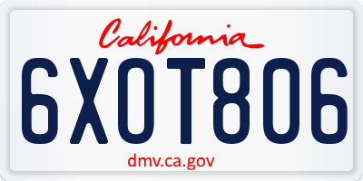 CA license plate 6XOT806