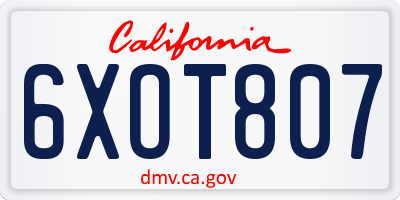 CA license plate 6XOT807