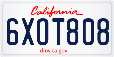 CA license plate 6XOT808