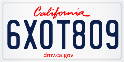 CA license plate 6XOT809