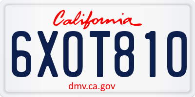 CA license plate 6XOT810