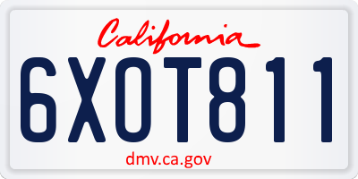 CA license plate 6XOT811