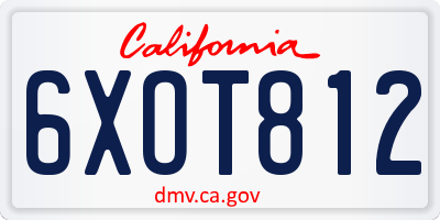 CA license plate 6XOT812
