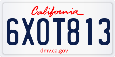 CA license plate 6XOT813