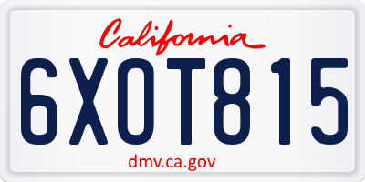 CA license plate 6XOT815
