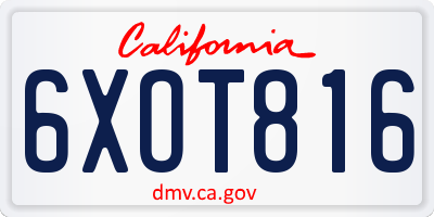 CA license plate 6XOT816