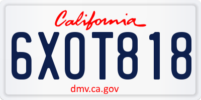CA license plate 6XOT818