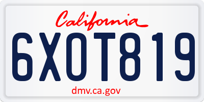 CA license plate 6XOT819