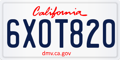 CA license plate 6XOT820