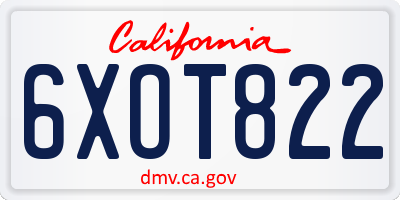 CA license plate 6XOT822