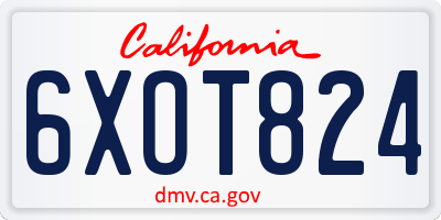 CA license plate 6XOT824