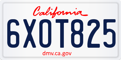 CA license plate 6XOT825