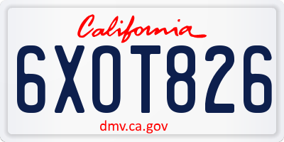 CA license plate 6XOT826