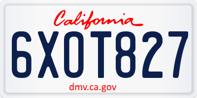 CA license plate 6XOT827