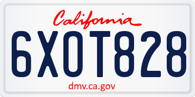 CA license plate 6XOT828