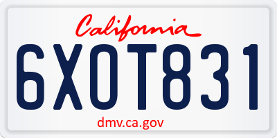 CA license plate 6XOT831