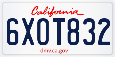 CA license plate 6XOT832