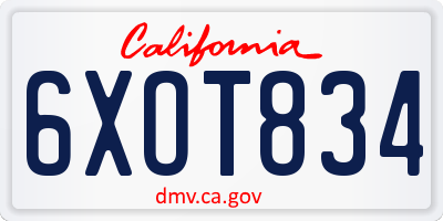 CA license plate 6XOT834